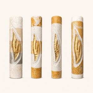 Gold Shin mezuzah case, the four shades